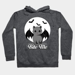 Bite Me Vampire Cat - Halloween Bat Cat by BlueTshirtCO Hoodie